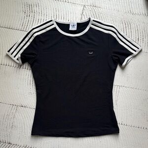 adidas Black Tee with White 3-Stripe Trim